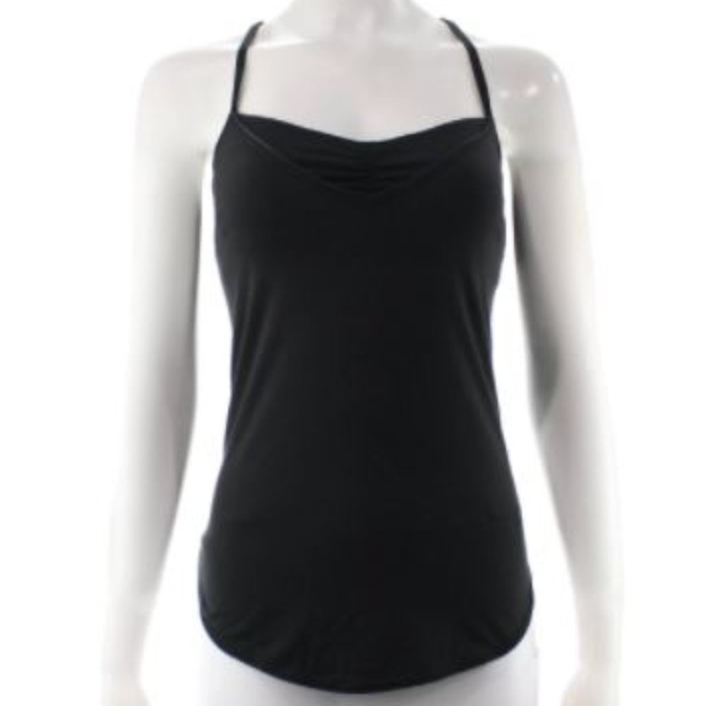 LULULEMON BLACK STRIPED TANK w/ BUILT IN SPORT BRA